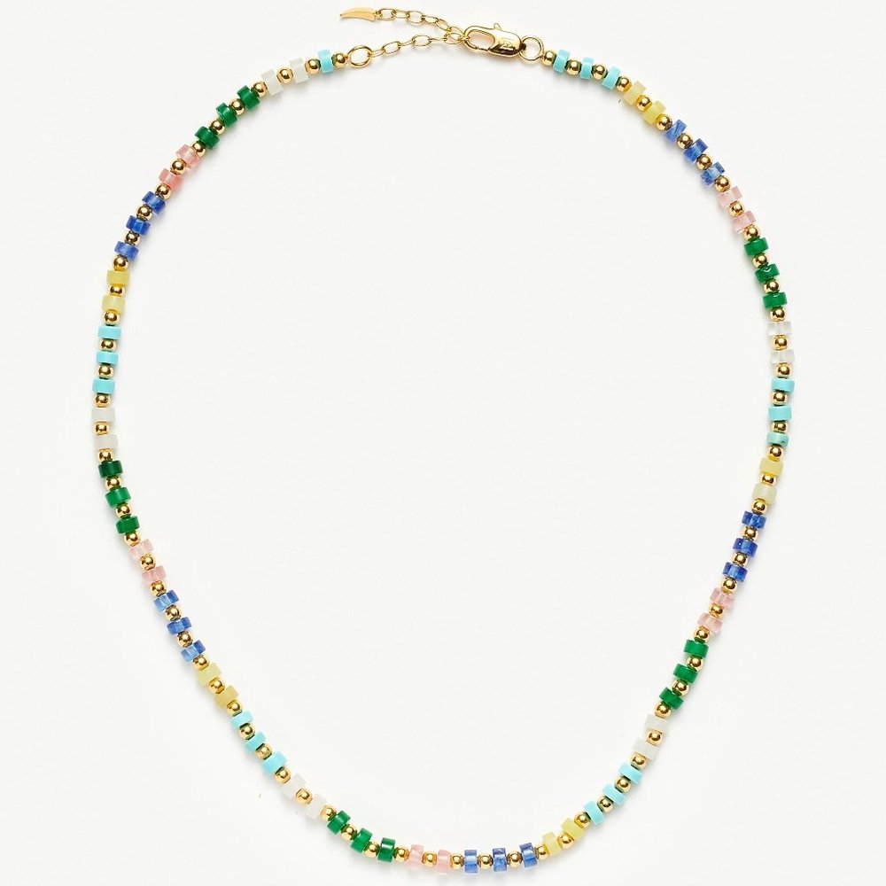 BNWOT Missoma Short Beaded Necklace NEVER WORN in 18ct Gold Multi Pastel Beaded